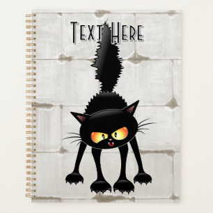 Lustige wilde schwarze Katzen-Cartoon Planer
