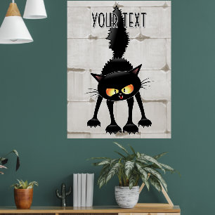 Lustige wilde schwarze Katzen-Cartoon  Poster