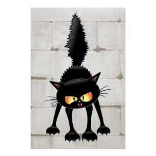 Lustige wilde schwarze Katzen-Cartoon  Poster
