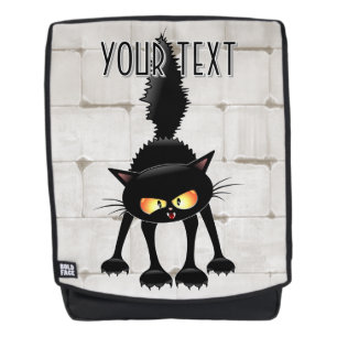 Lustige wilde schwarze Katzen-Cartoon  Rucksack