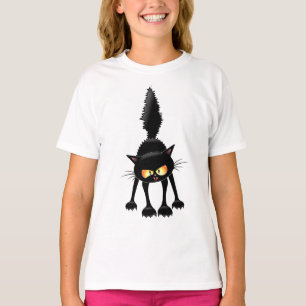 Lustige wilde schwarze Katzen-Cartoon T-Shirt