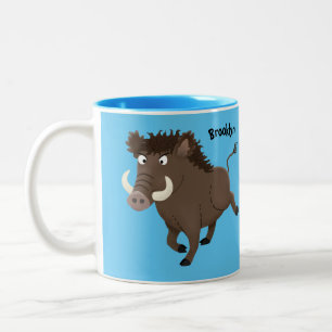 Lustige Wildschwein-Rüsselrüssel-Cartoon-Illustrat Zweifarbige Tasse