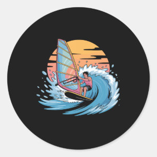 Lustige Windsurfing-Kunst für Männer Frauen Windsu Runder Aufkleber