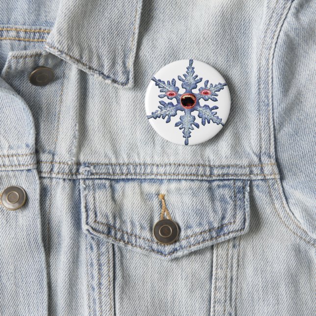 Lustige Winter-Schneeflocke-Zombie-Drei-Gesichter- Button (Beispiel)