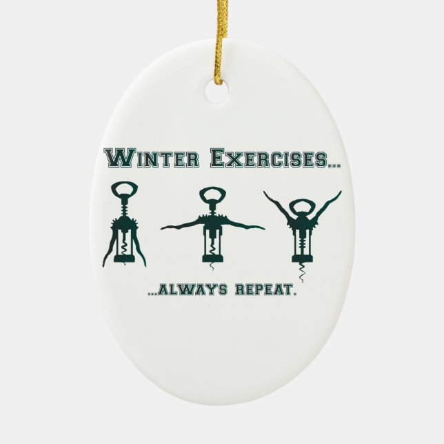Lustige Winter-Übungen Keramik Ornament (Vorne)