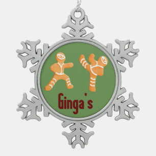 Lustige Witz-Weihnachtslebkuchen Ninja Verzierung Schneeflocken Zinn-Ornament