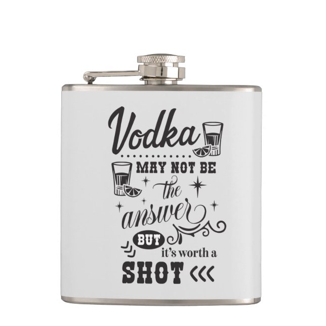lustige Wodka trinken Wortkunst Flachmann (Vorderseite)