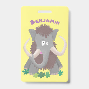 Lustige wollige Mammut-Cartoon-Illustration Ausweis