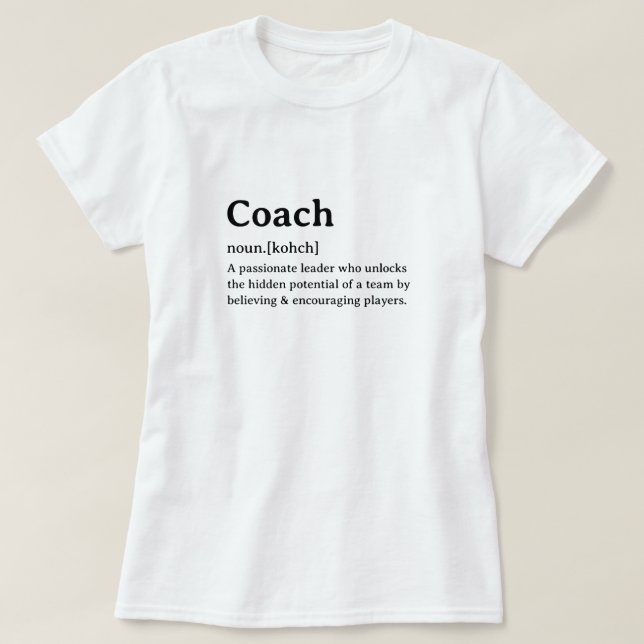 Lustige Wörterbuch-Definition Coach T-Shirt (Design vorne)