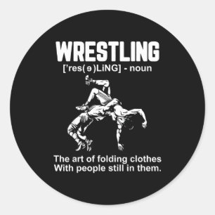 Lustige Wrestling-Definition Die Kunst des Faltens Runder Aufkleber