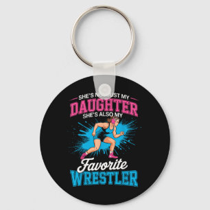 Lustige Wrestling-Mutter Vater Tochter Mädchen Wre Schlüsselanhänger