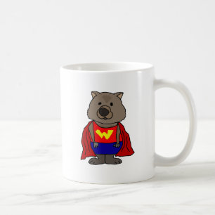 Lustige Wunder Wombat Superhero-Cartoon-Kunst Kaffeetasse