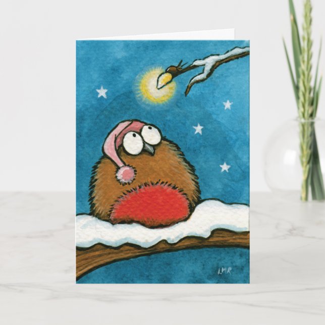 Lustige wunderliche festliche Karte Robins und der (Vorderseite)