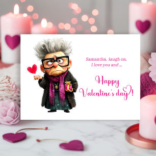 Lustige wütende alte Dame Stimmung Valentinstag Ka Feiertagskarte