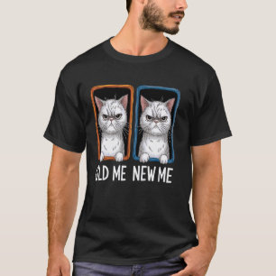 Lustige wütende Katze altes Ich neues Ich sarkasti T-Shirt