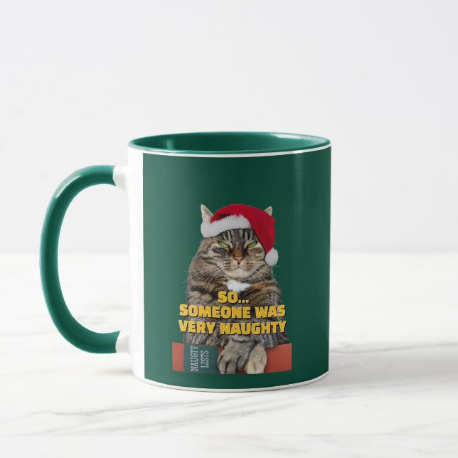 Lustige wütende Katze Weihnachten  Tasse (Links)