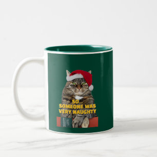 Lustige wütende Katze Weihnachten Zweifarbige Tasse