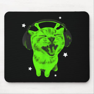 Lustige Y2k-Alien-Katze-Meme Retro-Alberne-Katze-V Mousepad