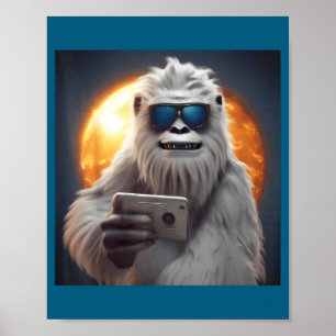 Lustige Yeti-Sonnenbrille Selfie Sonnenfinsternis Poster