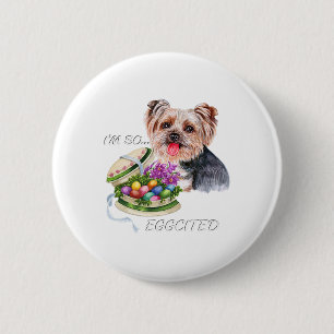 Lustige Yorkie-Oster-Zitate, Bunte Eier, Yorkshire Button