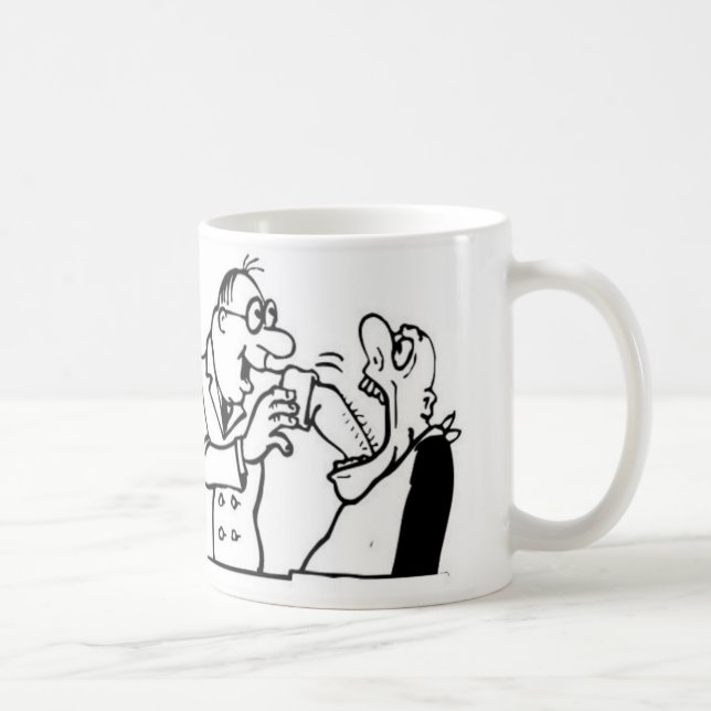 Lustige Zahnarzt-Cartoon-Tasse Kaffeetasse (Rechts)
