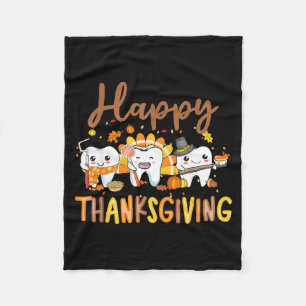 Lustige Zähne Thanksgiving Zahnarzt Truthahn Denta Fleecedecke