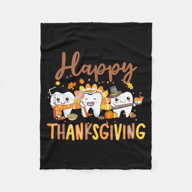 Lustige Zähne Thanksgiving Zahnarzt Truthahn Denta Fleecedecke (Vorderseite)