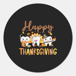 Lustige Zähne Thanksgiving Zahnarzt Truthahn Denta Runder Aufkleber