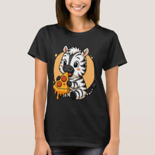 Lustige Zebra-Pizza-essendes Grafik Jungen Mädchen T-Shirt