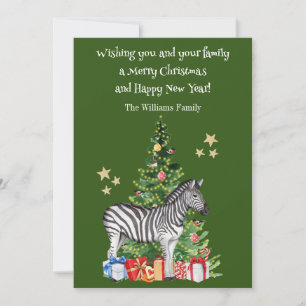 Lustige Zebra-Weihnachtsbaum-Feiertagskarte Feiertagskarte