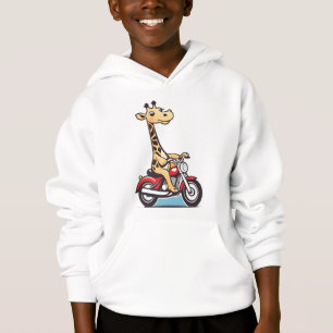 Lustige Zeichentrick-Giraffe fährt Motorrad, Hoodie