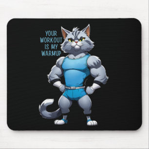 Lustige Zeichentrickkatze - Bodybuilding-Gym-Stil  Mousepad