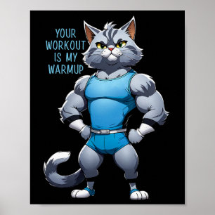 Lustige Zeichentrickkatze - Bodybuilding-Gym-Stil Poster