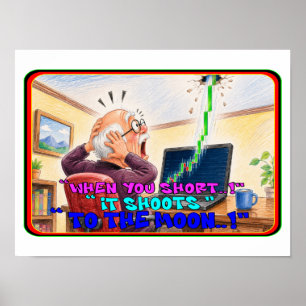 Lustige Zeichnung eines Aktienhändlers mit Short-S Poster