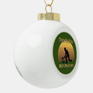 Lustige Zeit, um Lawn Bowling zu spielen, Keramik Kugel-Ornament