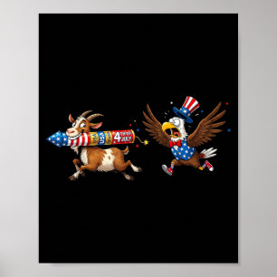 Lustige Ziege Amerikanische USA-Flagge Memorial Da Poster