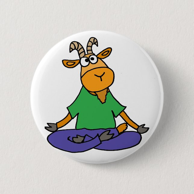 Lustige Ziege, die Lotus-Positions-Yoga tut Button (Vorderseite)