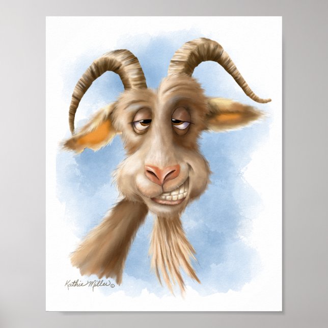 Lustige Ziegen-Cartoon Poster (Vorne)