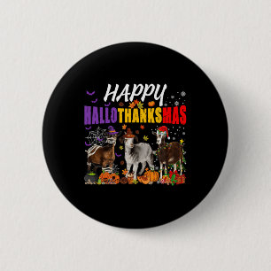Lustige Ziegen Mumie Pilger Santa Kostüm Happy Hal Button