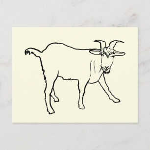 Lustige Ziegenzeichnung Skurril Cartoon Bauernhof  Postkarte