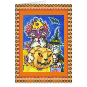 LUSTIGE ZISCH N' FITZ HALLOWEEN KATZEN GRUßKARTE V