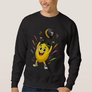 Lustige Zitrone Gewichtheben Cartoon Fitnessstudio Sweatshirt