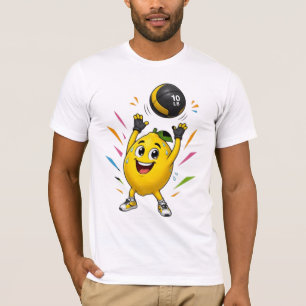Lustige Zitrone Gewichtheben Cartoon Fitnessstudio T-Shirt
