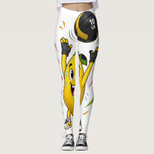 Lustige Zitrone Gewichtheben Cartoon Gym Workout Leggings