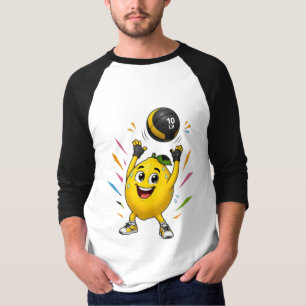 Lustige Zitrone Gewichtheben Cartoon Gym Workout  T-Shirt