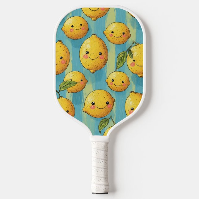 Lustige Zitronengesichter Pickleball Schläger (Vorderseite)