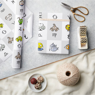 Lustige Zodiac Astrologische Charaktere Geschenkpapier