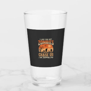 Lustige Zombies Halloween Jagd auf uns Design Glas