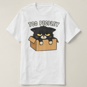 Lustige Zu Viele Menschen Box Katzenillustration T-Shirt