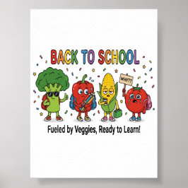 Lustige Zurück-in-die-Schule Süße Gemüse Charakter Poster